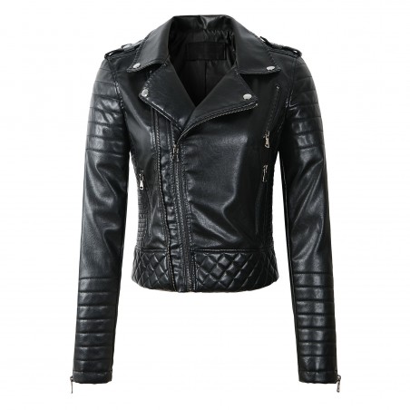 ChaquetasChaqueta de cuero suave con cremalleras