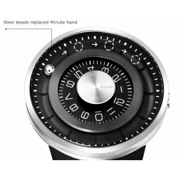 RelojesRotación de bolas - reloj de cuarzo de acero inoxidable con correa de silicona