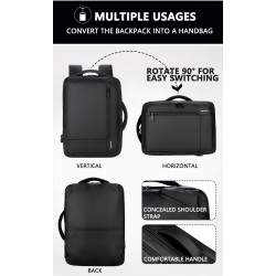 MochilasMochila de viaje impermeable antirrobo - 15.6 pulgadas Bolso portátil con carga USB