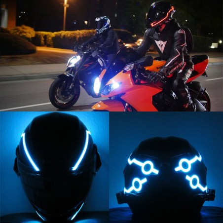 Flashing LED helmet strip for motorcycle night riding - setMotorbike parts