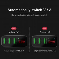 3.4A smart fast 3 port USB charger with LED display - EU plugChargers