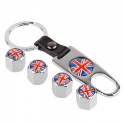 UK flag - car tyre valve caps with wrench keychainWheel parts