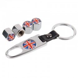 Partes de ruedaBandera del Reino Unido - tapas de válvula de neumáticos con llave inglesa