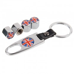 UK flag - car tyre valve caps with wrench keychainWheel parts