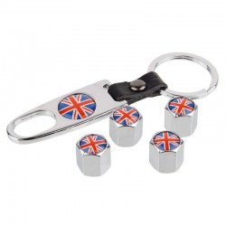 UK flag - car tyre valve caps with wrench keychainWheel parts