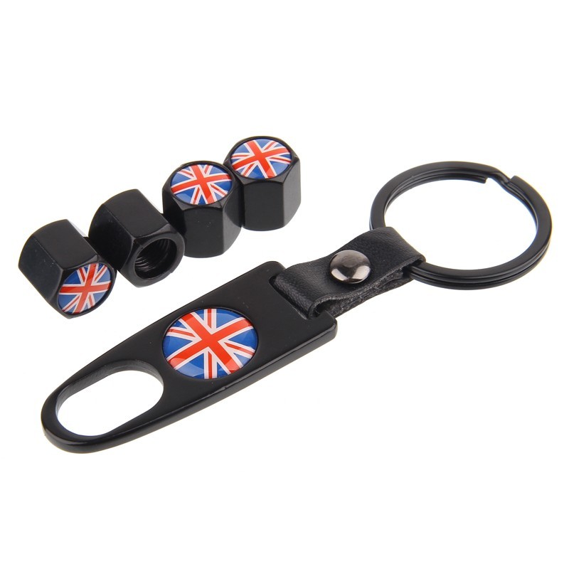 Partes de ruedaBandera del Reino Unido - tapas de válvula de neumáticos con llave inglesa