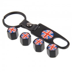 Partes de ruedaBandera del Reino Unido - tapas de válvula de neumáticos con llave inglesa