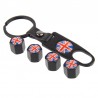 UK flag - car tyre valve caps with wrench keychainWheel parts