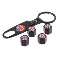 Partes de ruedaBandera del Reino Unido - tapas de válvula de neumáticos con llave inglesa