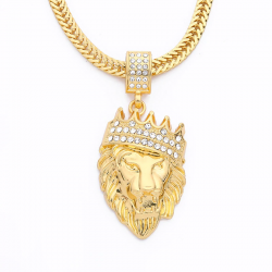 Luxury gold lion head pendant - necklaceNecklaces