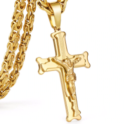 Gold stainless steel necklace with crossNecklaces