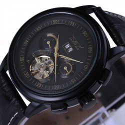 Leather mechanical automatic watch