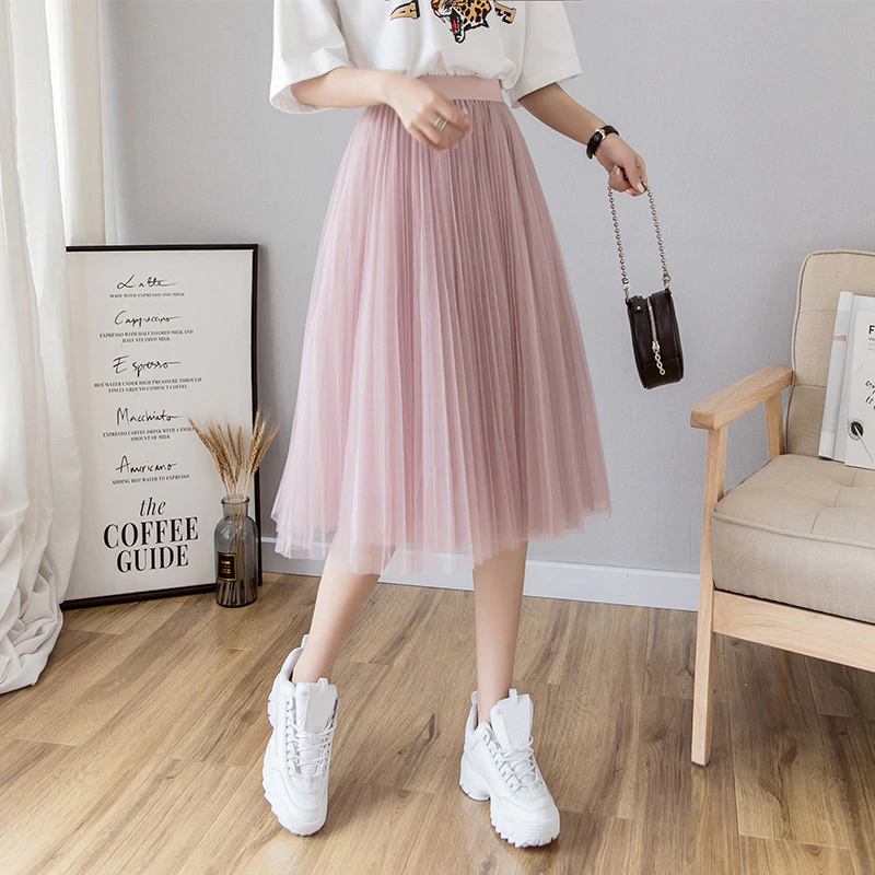 VestidosModa midi falda plegada