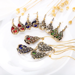 Earrings & necklace with crystal peacock - jewelry setJewellery Sets