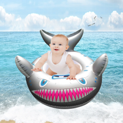 NataciónTiburón de dibujos animados - anillo de baño de bebé hinchable - asiento con mango