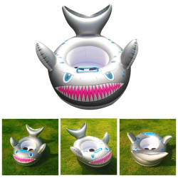 NataciónTiburón de dibujos animados - anillo de baño de bebé hinchable - asiento con mango