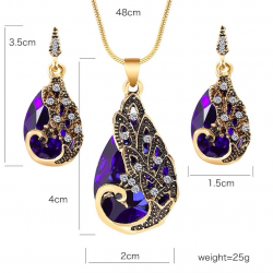 Earrings & necklace with crystal peacock - jewelry setJewellery Sets