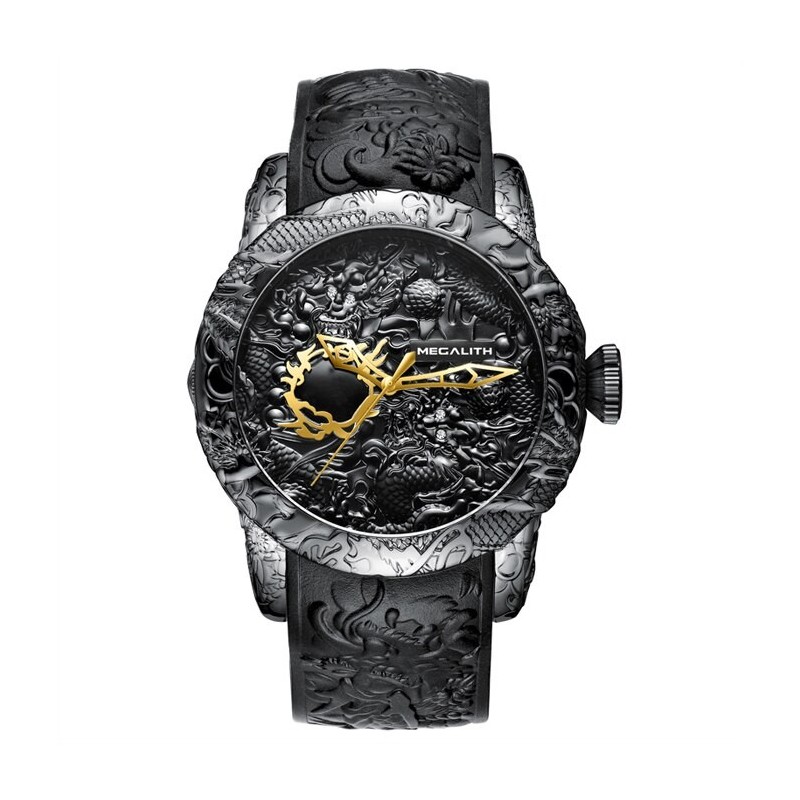 RelojesReloj impermeable de lujo con escultura de dragón