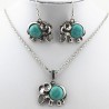 Conjuntos de joyasCollar & pendientes con el elefante azul antiguo - conjunto de joyas