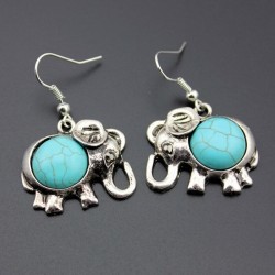 Conjuntos de joyasCollar & pendientes con el elefante azul antiguo - conjunto de joyas