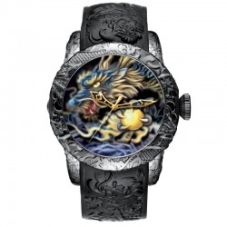 RelojesReloj de cuarzo impermeable de lujo con escultura de dragón