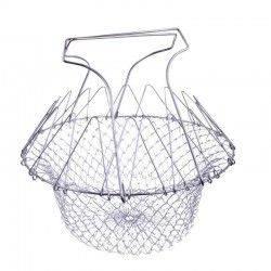 CocinaCargador plegable - cesta de cocción de malla de acero inoxidable