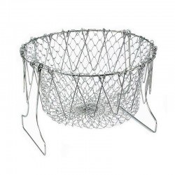 CocinaCargador plegable - cesta de cocción de malla de acero inoxidable