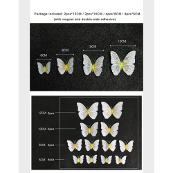 Pegatinas de paredmariposa 3D - pegatina de pared con imán 12 piezas