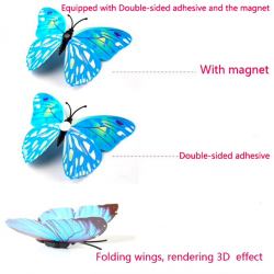 Pegatinas de paredmariposa 3D - pegatina de pared con imán 12 piezas