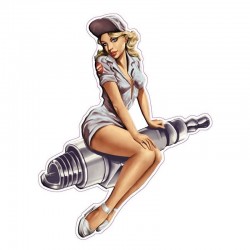 Spark Plug Girl - vinyl car & motorcycle sticker 13 * 10cmStickers