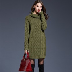 PlusSuéter de punto largo con cuello de tortuga - vestido de invierno