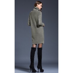 PlusSuéter de punto largo con cuello de tortuga - vestido de invierno