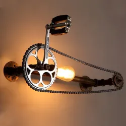 ApliquesLámpara de pared vintage con cadena de bicicletas