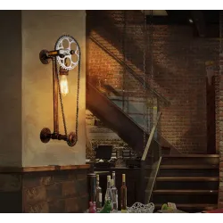 Vintage wall lamp with bicycle chainWall lights