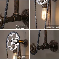 ApliquesLámpara de pared vintage con cadena de bicicletas