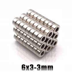 N35N35 - imán de neodimio - anillo fuerte con agujero - 6 * 3 * 3mm - 50 piezas