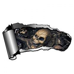 PegatinasMetal desgarrado 3D con cráneo - pegatina de vinilo 13 * 7.1cm