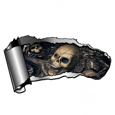 PegatinasMetal desgarrado 3D con cráneo - pegatina de vinilo 13 * 7.1cm
