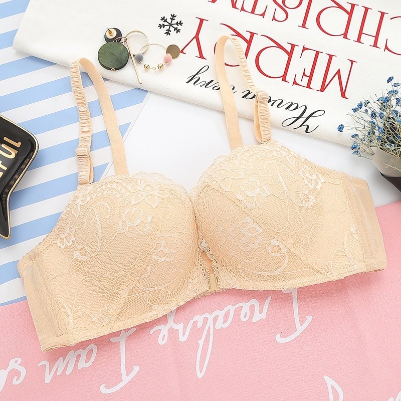 Floral bra - front closure - push up - wirelessLingerie