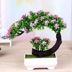 Flores artificialesRosa japonesa & flores púrpura - olla artificial bonsai