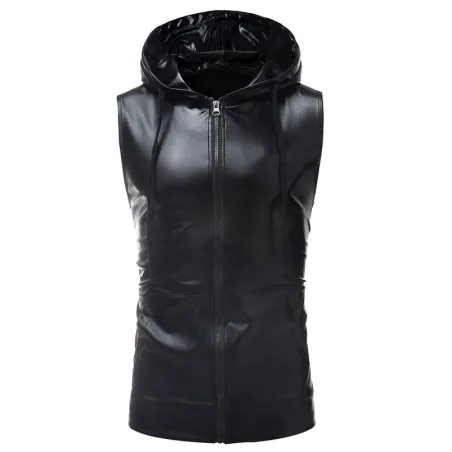 Shiny metallic hoodie - sleeveless vestHoodies & Sweatshirt