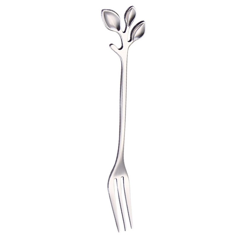 CubiertosMango en forma de hoja - cuchara de té & tenedor para té - café & postres