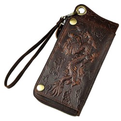 CarterasDiseño de dragón - billetera de cuero multifunción con correa & cremallera