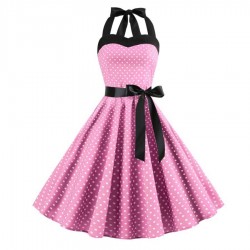 Vintage lace up dress with polka dotsDresses