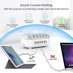 5V2.4A 7-ports USB charging station dock with phone holderChargers