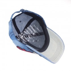 Jeans baseball cap with red roseHats & Caps