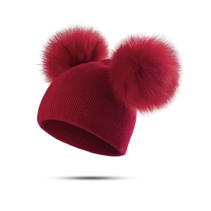 Gorras y sombrerossombrero de invierno para niños con pom fur