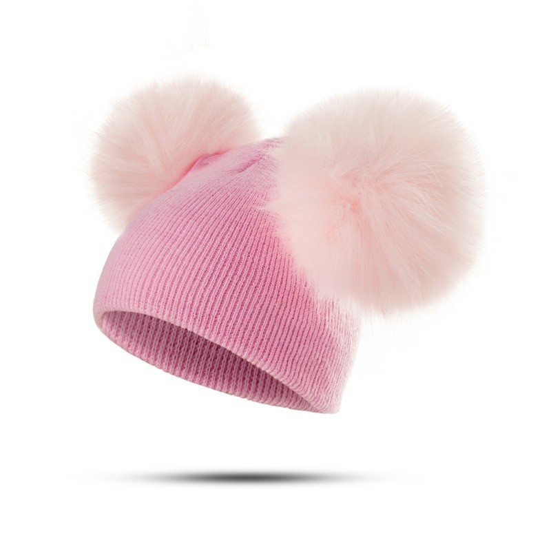 Gorras y sombrerossombrero de invierno para niños con pom fur