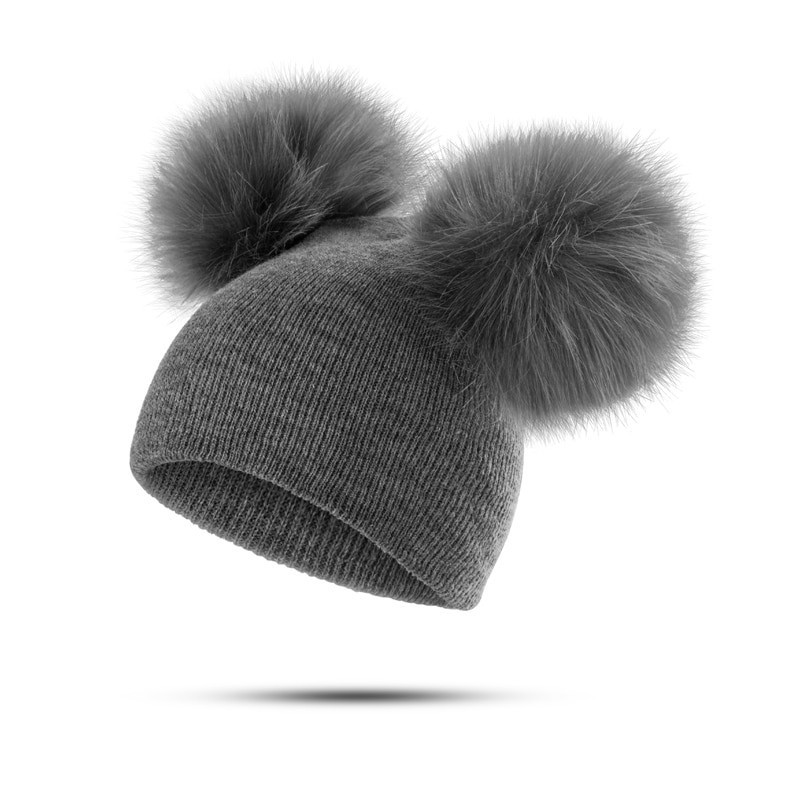 Gorras y sombrerossombrero de invierno para niños con pom fur