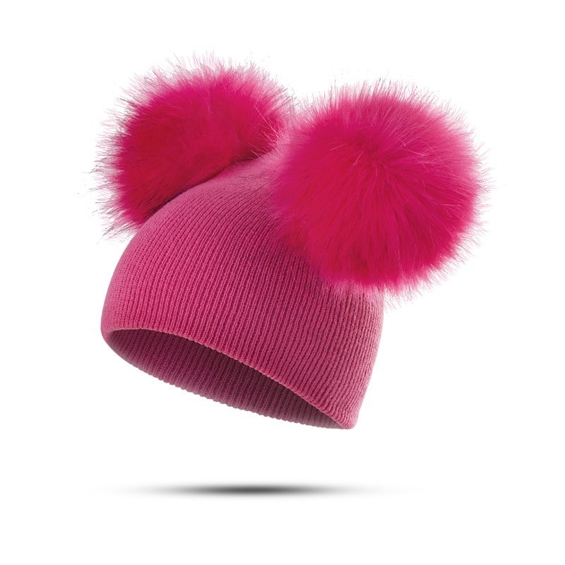 Gorras y sombrerossombrero de invierno para niños con pom fur
